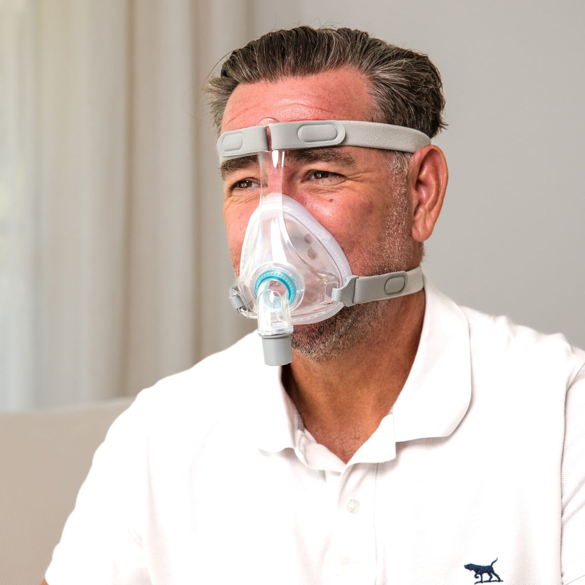 Person wearing BMC F5+ Full Face CPAP Mask